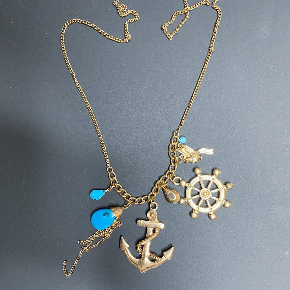 Long gold nautical necklace